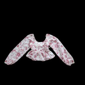 Francesca's Bell Sleeve Crop Top with Open Bow Back